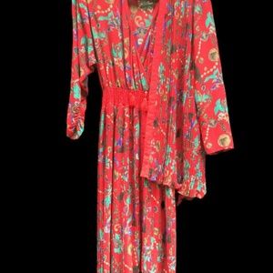 Diane Freis Georgette red vintage dress w/ jacket